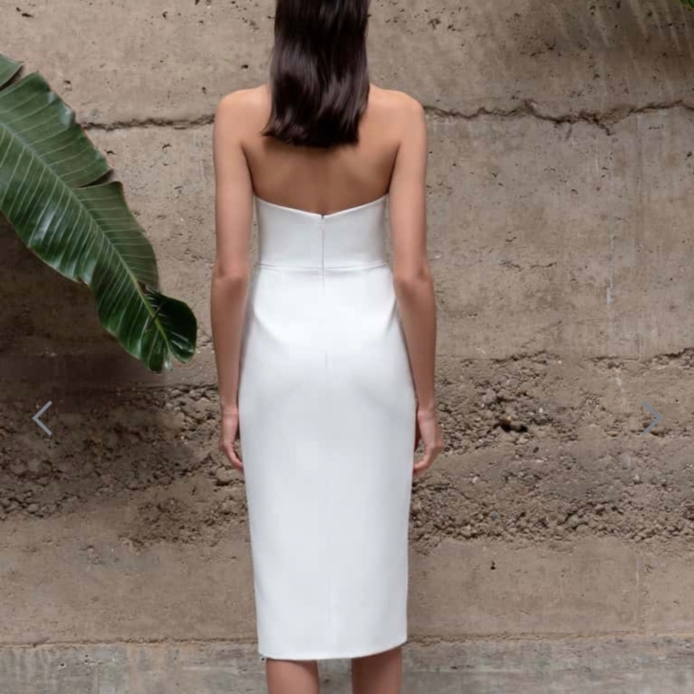 Jenny Yoo Ivory Midi Dress with Front Slit - Picture 7 of 7